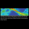 3D Micromechanical Modeling explores the 3D details of stress and strain fields around a developing shear band.